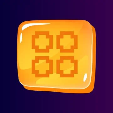 Square menu glossy ui button with pixelated icon Stock Illustration