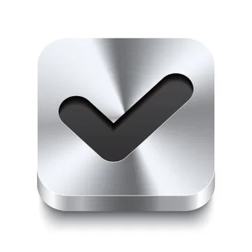 Square metal button perspektive - checkmark icon Illustrazione stock