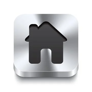 Square metal button perspektive - house icon Stock Illustration