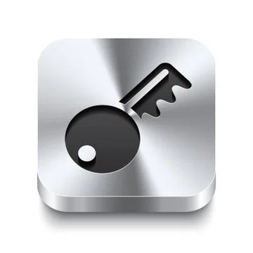 Square metal button perspektive - key icon Stock Illustration