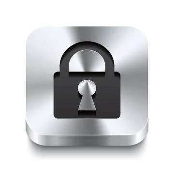 Square metal button perspektive - lock icon Stock Illustration