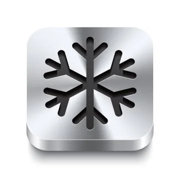 Square metal button perspektive - snowflake icon Illustrazione stock