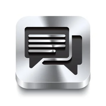 Square metal button perspektive - speech bubbles icon Stock Illustration