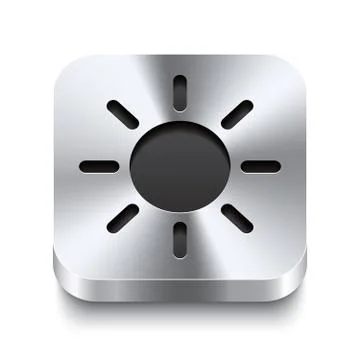 Square metal button perspektive - sun icon Stock Illustration