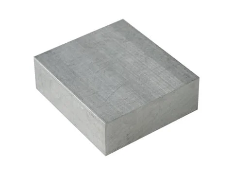 Square metallic block isolate on white Foto stock