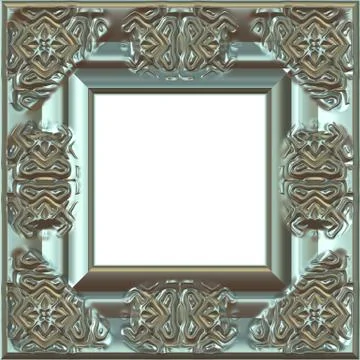 Square  metallic frame with ornament Stock Illustration