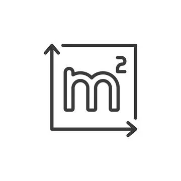 Square meter, icon in line design. Square, meter, area, measurement, size Stock Illustration