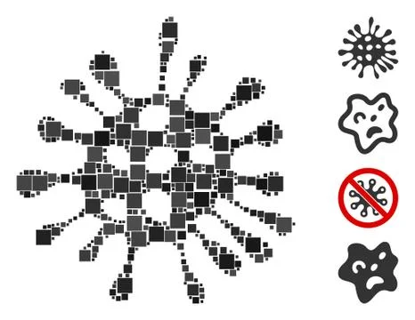 Square Microbe Icon Vector Collage Stock Illustration