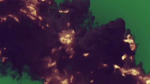 With square in the middle and fire large explosion of on bunch black smoke co... Stock Footage 335978459
