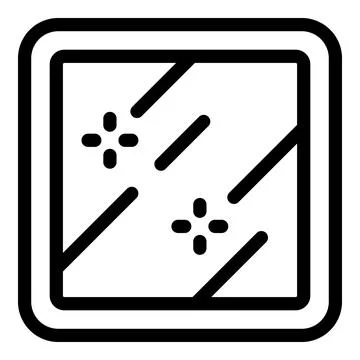 Square mirror reflecting light rays icon outline 스톡 일러스트