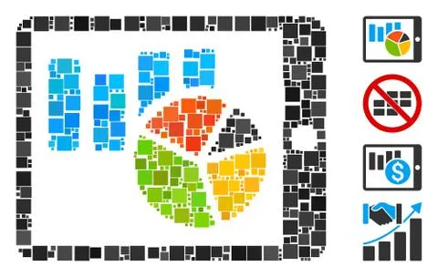 Square Mobile Report Icon Vector Collage Illustrazione stock