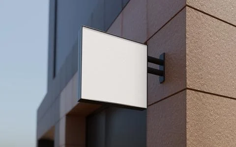 Square mockup of office template signboard on office entrance with marble c.. Stock Illustration