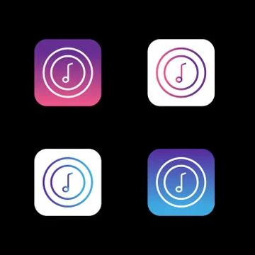 Square modern buttons with note icon on the multicolored backgrounds Stock Illustration