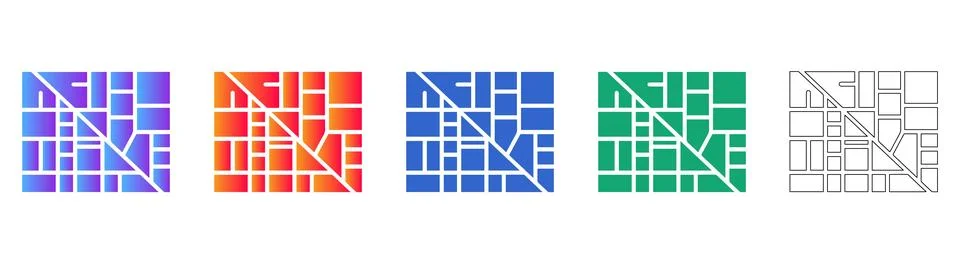 Square Modular Grid Icon Set Stock Illustration