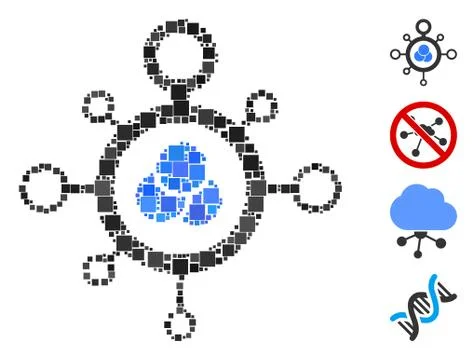 Square Molecule Icon Vector Collage Stock Illustration