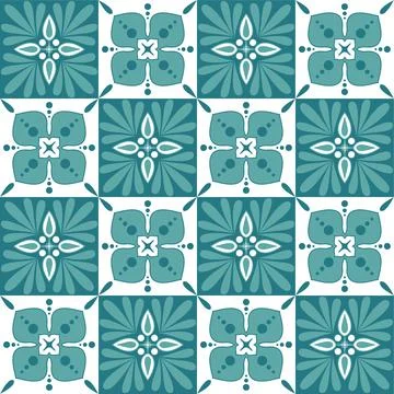 Square Mosaic for Ceramic Tile Design Emerald Green Color, Ornate Arabic Mo.. 库存插图