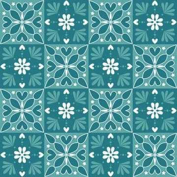Square Mosaic for Ceramic Tile Design Emerald Green Color, Ornate Arabic Mo.. Illustrazione stock