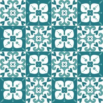 Square Mosaic for Ceramic Tile Design Emerald Green Color, Ornate Arabic Mo.. Ilustración de archivo