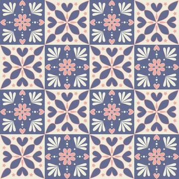 Square mosaic for decorating, ceramic tile design purple pink color, illust.. Illustrazione stock