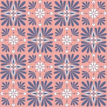 Square mosaic for decorating, ceramic tile design purple pink color, ornate.. Stock Illustration