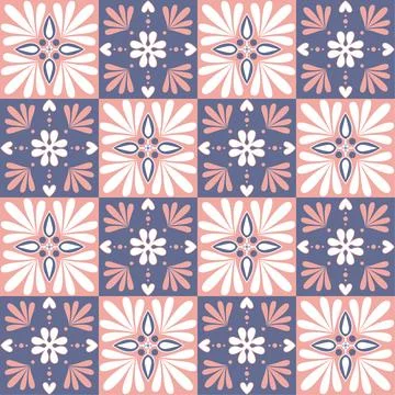 Square mosaic for decorating, ceramic tile design purple pink color illustrat Stock Illustration