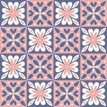 Square mosaic for decorating, ceramic tile design purple pink color, ornate a Illustrazione stock