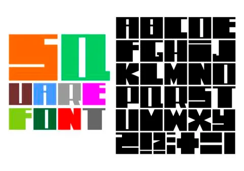 Square mosaic font Stock Illustration