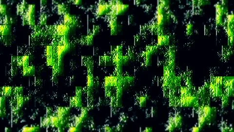 Square mosaic pattern with green glowing highlights and textured glass effect Stock Illustration