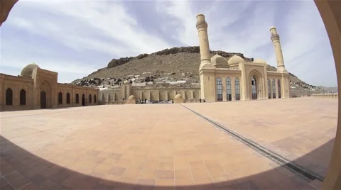 Square with Mosque and People Timelapse Baku Stock Footage 49956727
