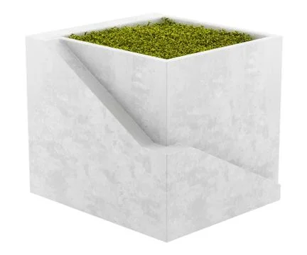 Square moss pot isolated on white background Stock Illustration