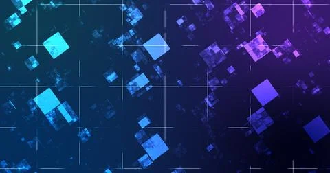Square moving energy particles moving bg and exploding coding illusion gala.. Stock-Illustration