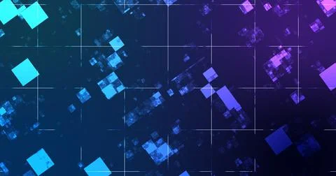 Square moving energy particles moving bg and exploding coding illusion gala.. イラスト素材