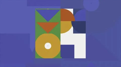 Square with moving geometric shapes. Motion. Stylish animation with geometric Stock Illustration