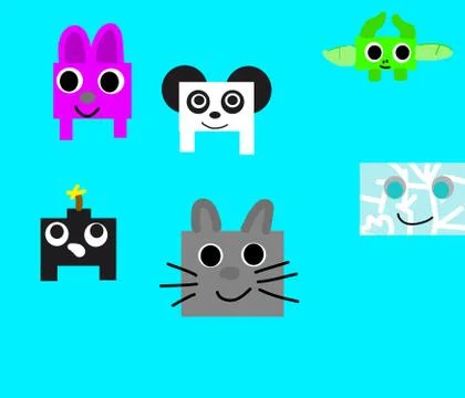 Square muzzles of animals Stock Illustration