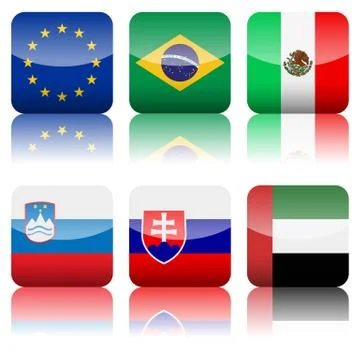 Square national flags icon set 3 Illustrazione stock