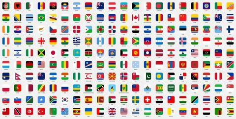 Square national flags of World countries Stock Illustration