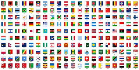 Square national flags of World countries Stock Illustration