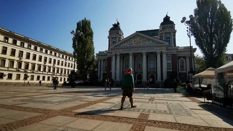 Square National Theater Sofia Stock Footage 118290355