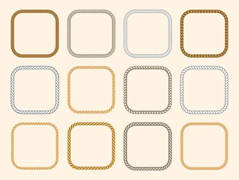 Square nautical ropes vector frames set Stock Illustration