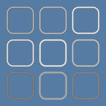 Square nautical ropes vector frames set Illustrazione stock
