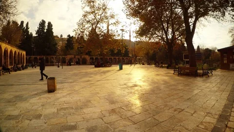 Square Near Hasanpasha Mosque Setting Sun Urfa Stock Footage 75411756