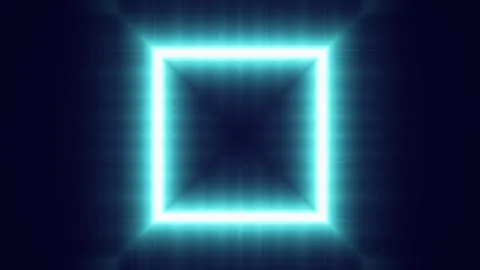 A square of neon blue light approaches and disappears from the screen. Vídeos de archivo 304120459