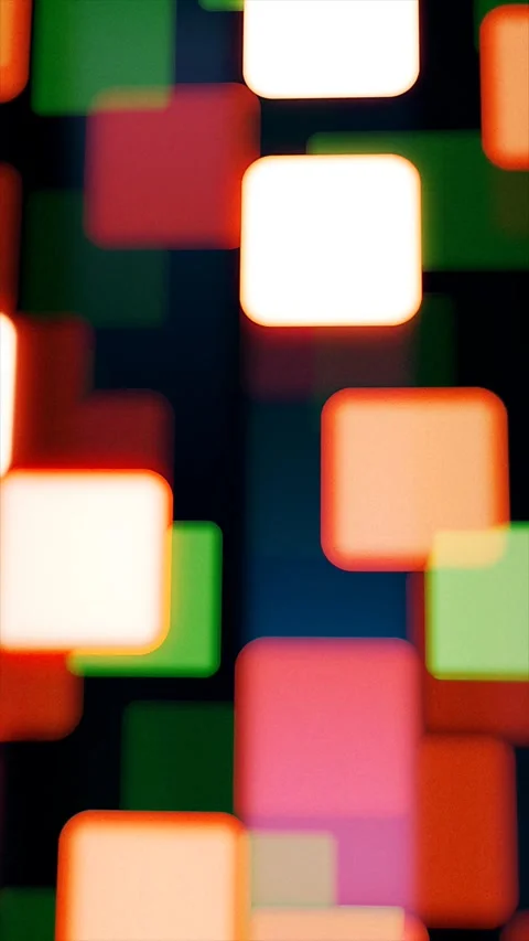 Square neon bokeh lights abstract background loop Stock Footage 339432435