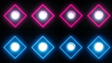 Square Neon led light 4K LOOP Stock Footage 158444327