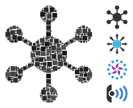 Square Network Node Icon Vector Mosaic Stock Illustration