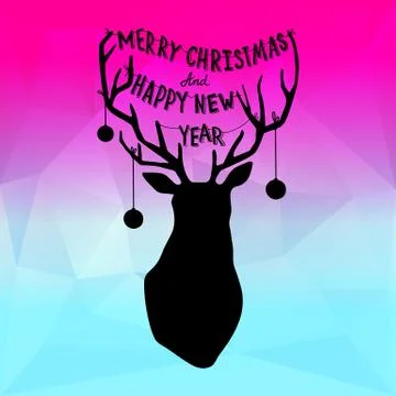 Square New Year design with deer Stock Illustration