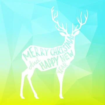 Square New Year design with a deer on the gradient background 库存插图