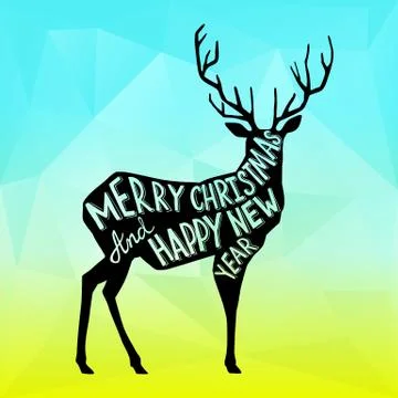 Square New Year design with deer Stock Illustration