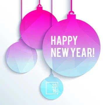 Square New Year design with paper Christmas balls in neon bright colors 库存插图