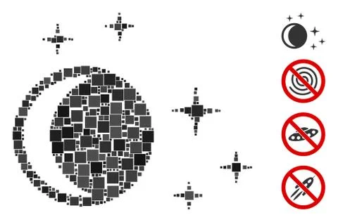 Square Night Icon Vector Mosaic 스톡 일러스트